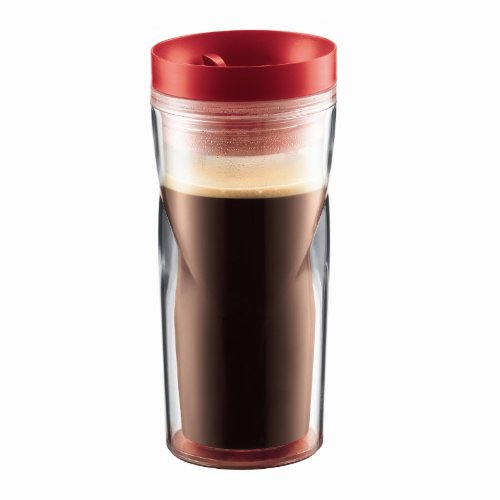 BODUM Medium Anywhere Travel Mug with Spill Proof Locking Lid, 0.35 l, 12-Ounce, Red