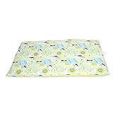 【リバーシブル】お昼寝布団カバー　【2重ガーゼ生地　パイル生地】 (敷布団カバー, 猫（グリーン）)