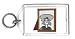 Keychain with picture, cat, white, photograph, black