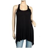 Plus size Laced Back Black Sleeveless Tunic Top