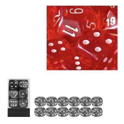 Childrens Toyshop  Spielwaren : Chessex 23604 - Würfelset durchscheinend rot, 12 6-seitige Würfel (16mm)