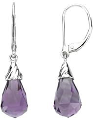 14K White Gold Amethyst Briolette Earrings -- LIFETIME WARRANTY