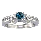 1/2 CT Blue Diamond Engagement Ring 14K White Gold (Available In Sizes 5 - 10)