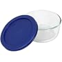 Pyrex Storage 2-Cup Round Dish, Clear with Blue Lid