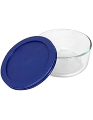 Kitchen: Pyrex Storage 2-Cup Round Dish, Clear with Blue Lid - Pyrex