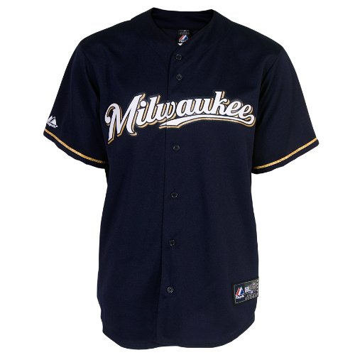 MLB Youth Milwaukee Brewers Ryan Joseph Braun Navy Short Sleeve 6 Button Synthetic Replica Baseball Jersey Spring 2011 MLB Youth Milwaukee Brewers Ryan Joseph Braun Navy Short Sleeve 6 Button Synthetic Replica Baseball Jersey Spring 2011