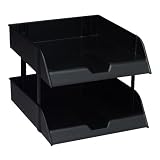 Rubbermaid 29441 Front Load Desk Trays with Risers, Letter Size, Black, 2/box