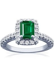 14K White Gold Emerald Cut Emerald Ring With Sidestones (GIA Certificate)