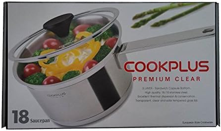 CookPlus 18cm, High Quality 18/10 Stainless Steel, Saucepan With Clear Lid