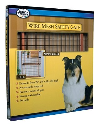 Tall Wood Frame Gate with Coated Wire 29.5-50 W x 32 H Dark Stain