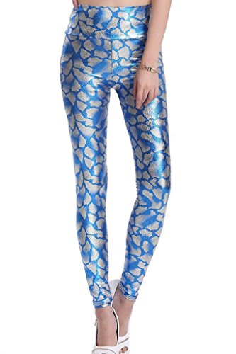 EOZY エレガント レディースレギンス 女性下着 ピカピカ金属風 蛇柄 ロング丈 スキニースタイル ストレート ハイウエスト 美脚 ワンサイズ 色選べる