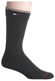 Tommy Hilfiger Mens Flat Knit Crew Socks, Black, 3-Pack 10-13