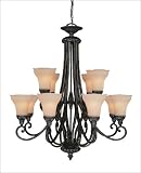 12 Light Chandelier - Antique Copper Finish : Frosted Glass