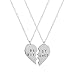 LUX ACCESSORIES Best Friends BFF Forever Best Bitches Valentine Detached Heart Pendant Charm Necklaces (2pc)