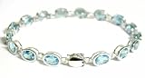 14k Bezel Blue Topaz Line Bracelet