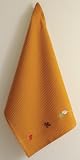 Autumn Leaves Embroidered Waffleweave Dishtowel - Ochre