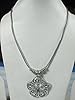 Christmas Gift- Womans Vintage Necklace Floral Love Pendant Silver Tone Jewelry