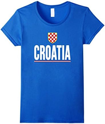 Women's CROATIA T-shirt 2016 2017 Croatian Flag Hrvatska Coat Arms Small Royal Blue