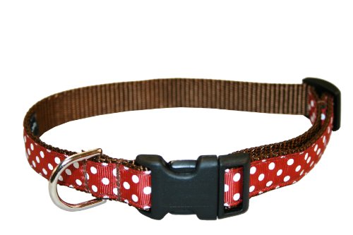 Medium Rust/White Polka Dot Dog Collar: 3/4