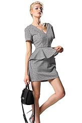 Sexy Polyester Peplum Geometric Print Short Sleeves Party Dress/Mini Dress 