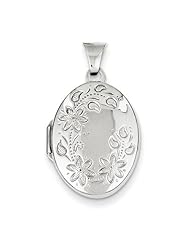 Sterling Silver 21mm Floral Oval Locket. Metal Wt- 1.51g