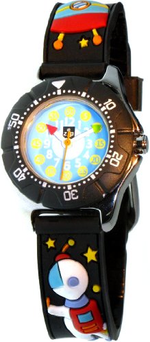 Baby Watch - Montre enfant - Garçon - Zip Cosmos - La montre pédagogique - Plastique gomme bleu foncé avec dessins 3D - Avec méthode d'apprentissage