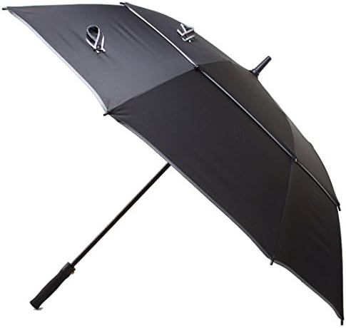 UNI Men Auto Open Double Canopy Fluorescent Striped Golf Big Rain UV Protection Umbrella