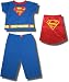 Superman Classic "S" short-sleeve, long-leg Pajamas w/detachable cape for toddlers and boys - ON SALE