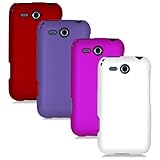 HTC FREESTYLE F5151 - FOUR (4) RUBBERIZED HARD CASE COVER COMBO - RED, PURP ....