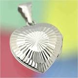 Diamond Cut Silver Heart Locket Pendant !