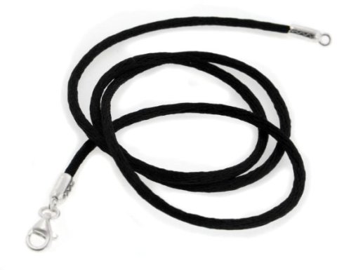 Childrens Toyshop  Jewelry : New BLACK Silk Cord Chain (16", 19", 24") Sterling Silver Necklace