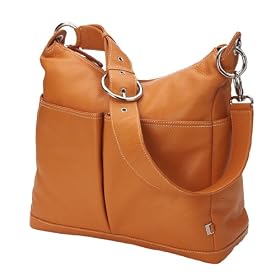 Orange Leather Hobo Diaper Bag