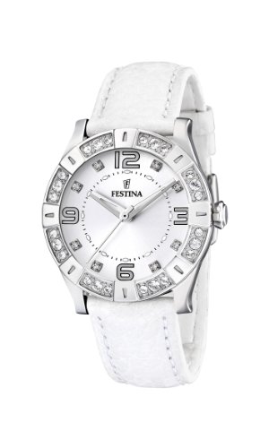 FESTINA F16537/1 - Reloj de mujer de cuarzo, correa de piel color blanco