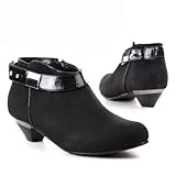 Damen Schuhe, STIEFELETTEN, RIEMCHEN ANKLE BOOTS, DS-2010-2, Synthetik in hochwertiger Leder Optik, Schwarz, Gr 41