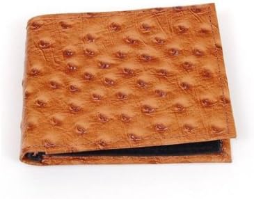 Mens Leather Wallets Ostrich Snakeskin Print to Choose-Bifold Tan Ostrich