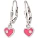 Schmuck-Pur Silber Ohrschmuck Kristall-Herz-Ohrh�nger pink