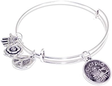 Girls Gift 12 Zodiac Signs Constellations Expandable Wire Bangle Astrology Cuff Bangle Bracelet, Scorpio