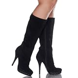 The Highest Heel PIN UP-61 4 1/2 Knee High Suede Boot With Platform