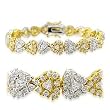 Two-Tone Brass Bracelet with Clear CZ - 7.25'' long