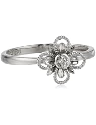 10k White Gold Flower Diamond Ring (0.01 cttw, I-J Color, I2-I3 Clarity)