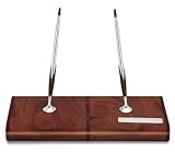 Cross Two-Tone Walnut Double Desk set with lustrous chrome ball-point pen and 0.5mm pencil
