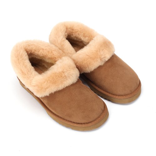 Sheep Touch Women's BALM Twin-Faced Australian Sheepskin Slippers Closed-Back Chestnut