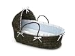 Badger Basket Moses Basket Gingham with Hood and Bedding, Espresso/Blue