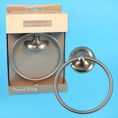 Image of Brushed SATIN Nickel nickle wall mount TOWEL RING rack holder BATH NEW bar