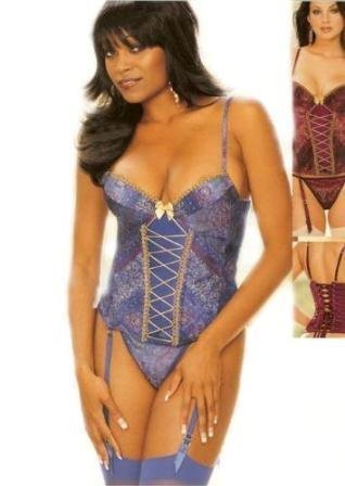 Stylish and Beautifully Adorned Printed Stretch Velvet Bustier