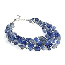 Glass Beads and Metal Blue Choker-Multi-Strand "Tier Drops" -Fair Trade Gifts