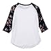 CANIS® Women Contrast Color Floral Print 3/4 Sleeve Raglan T Shirt Tops