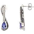 14K White Gold Tanzanite and Diamond Earrings