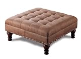 Brown Microfiber Large Ottoman By Coaster Furniture