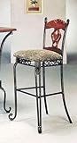 IMAGE OF Set of 2 Metal and Wood Padded Bar Stools 30